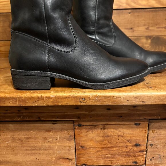 Arturo Chiang Black Leather Over The Knee Boots - Picture 3 of 7